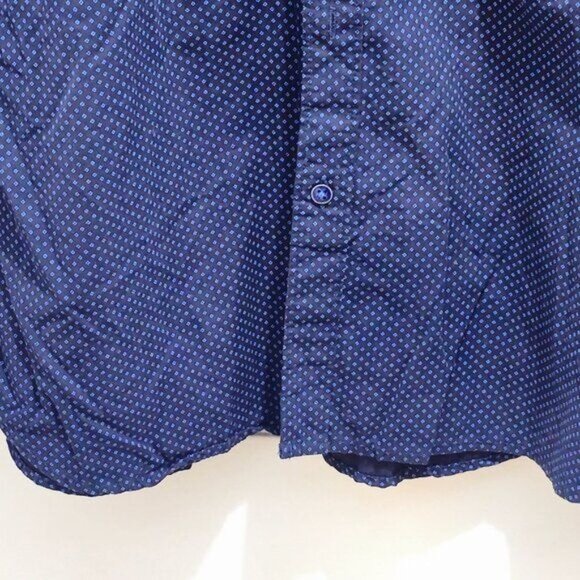 Denim & Flower By Ricky Singh Mens Slim Fit Navy Button-Down Shirt Size L Made I - Picture 7 of 13